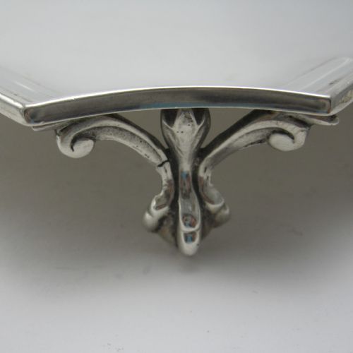SILVER SQUARE SHAPED SALVER CHIPPENDALE STYLE RAISED BORDER - ADDITIONAL PHOTO 3