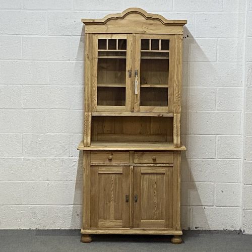 Slender Antique Pine Display Dresser C.1915