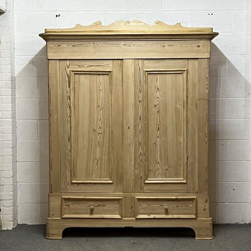 Large Continental Pine Double Wardrobe C.1900