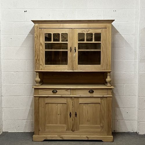 Large Partly Glazed Antique Farmhouse Dresser
