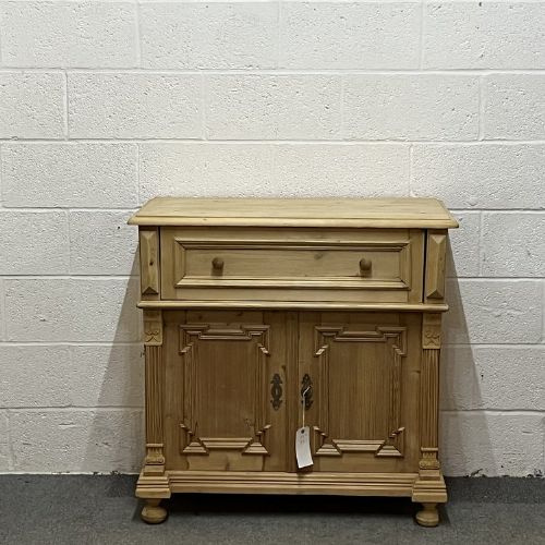 Decorative Old Pine Cupboard with Deep Top Drawer C.1915