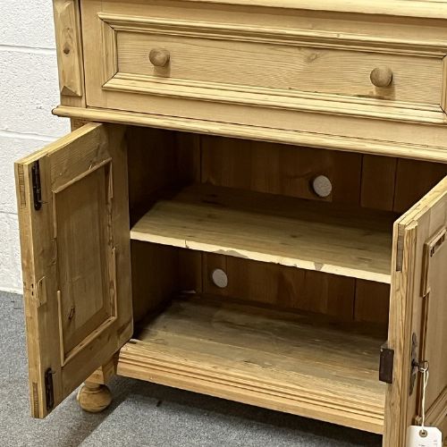 fig 1. DECORATIVE OLD PINE CUPBOARD WITH DEEP TOP DRAWER C.1915