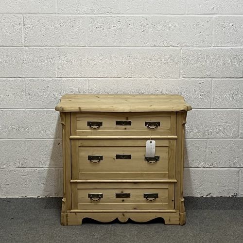 Charming Antique Czech Pine Chest of 3 Drawers
