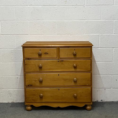 Late Victorian Pine 2 Over 3 Chest of Drawers
