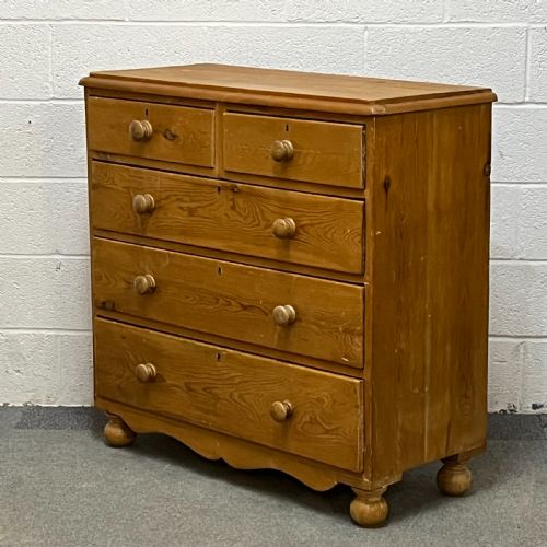 fig 1. Late Victorian Pine 2 Over 3 Chest Of Drawers