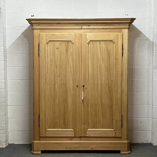 Very Tall French Antique Pine Wardrobe (Dismantles)