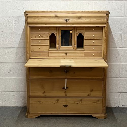 Beautiful Large Antique Pine Secretaire with Drop Down Writing Slope and Internal Drawers