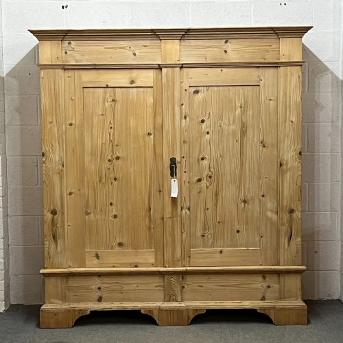 Very Large Old Pine Double Wardrobe