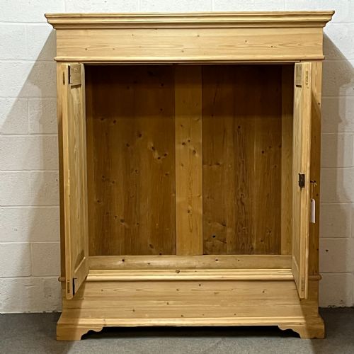 fig 1. Large Fairly Low Antique Pine Double Wardrobe