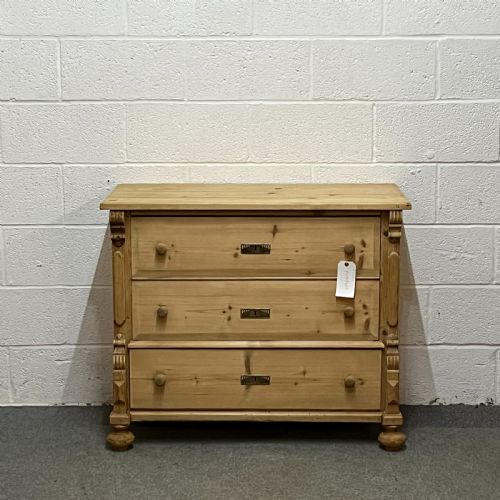 3 Drawer Antique Pine Chest of Drawers