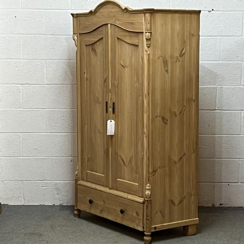 fig 1. Beautiful Old Arched Top 2 Door Armoire With Bottom Drawer