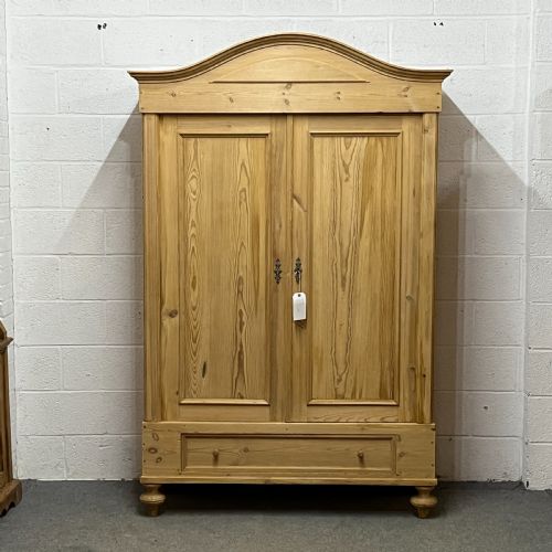 Arched Top Antique Pine Double Wardrobe (Dismantles)