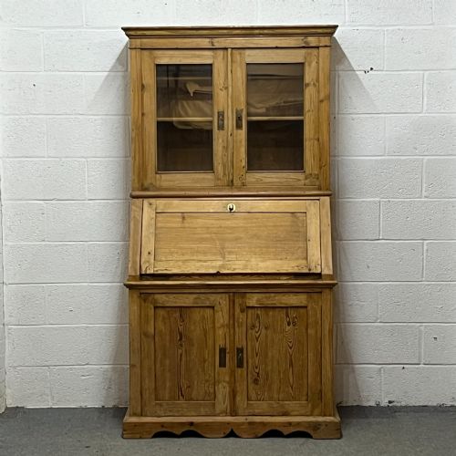 Large Antique Pine Secretaire with Internal Drawers