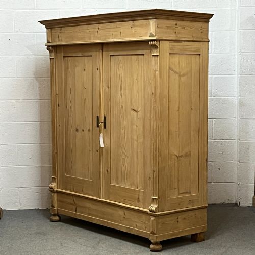 fig 1. Very Large Antique Pine Double Wardrobe (Dismantles)