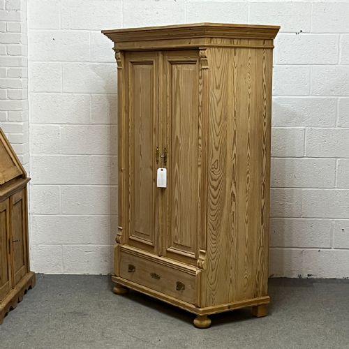 fig 1. Small Antique Pine (Children's) Wardrobe With Bottom Drawer