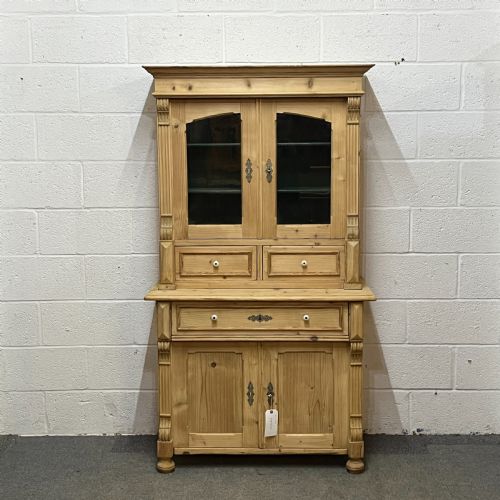 Small Very Pretty Partly Glazed Antique Pine Dresser