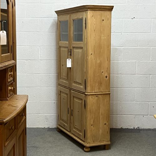 fig 1. Large Shallow Old Pine Cupboard With 4 Doors