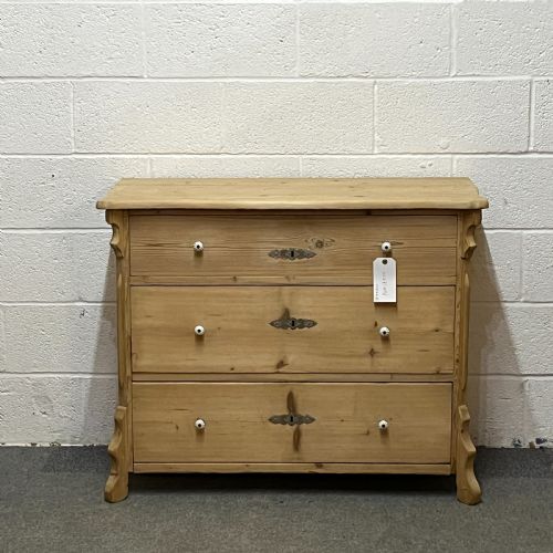 Eastern European Antique Pine Chest of 3 Drawers