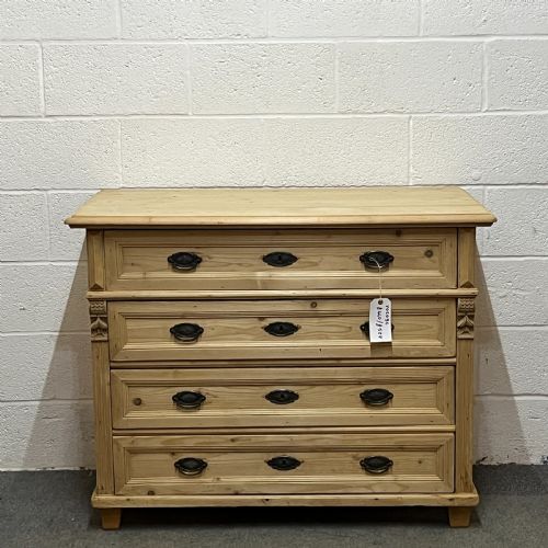 Czech 4 Drawer Antique Pine Chest of Drawers