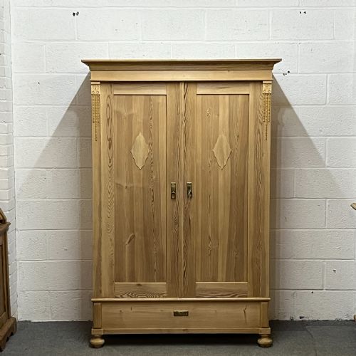 Small Double Antique Pine Wardrobe (Dismantles)