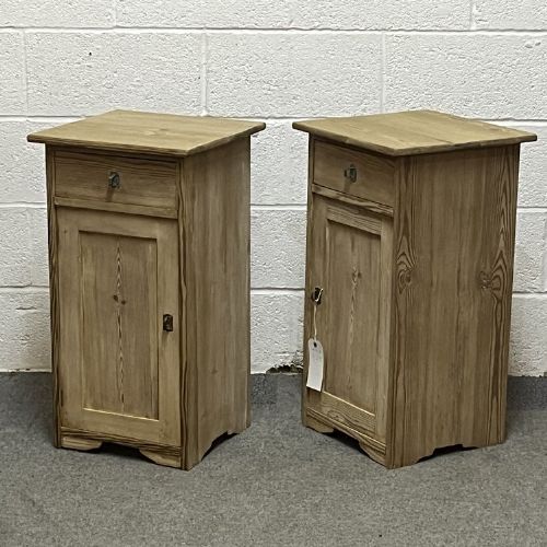 fig 1. Pair of antique pine bedside cupboards