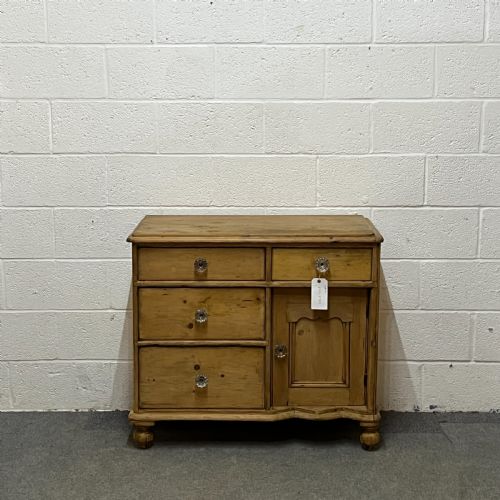Small Victorian Pine Cupboard with 4 Drawers