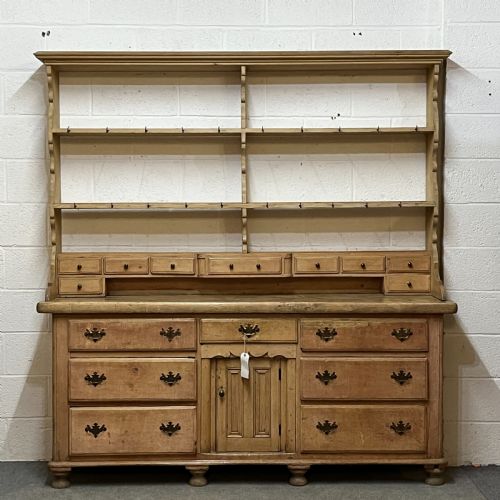 Large Edwardian Pine Dresser with Open Rack and Drawers