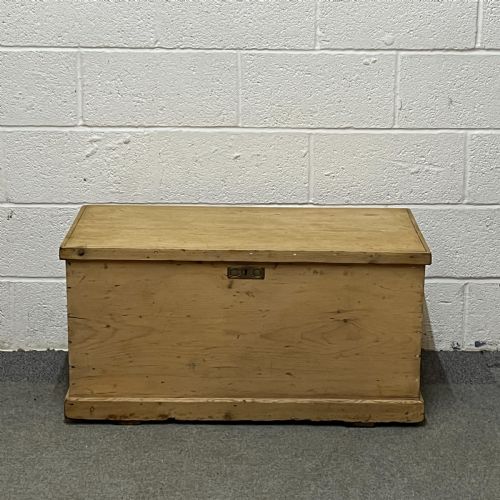 Medium Sized Flat Top Victorian Pine Blanket Chest