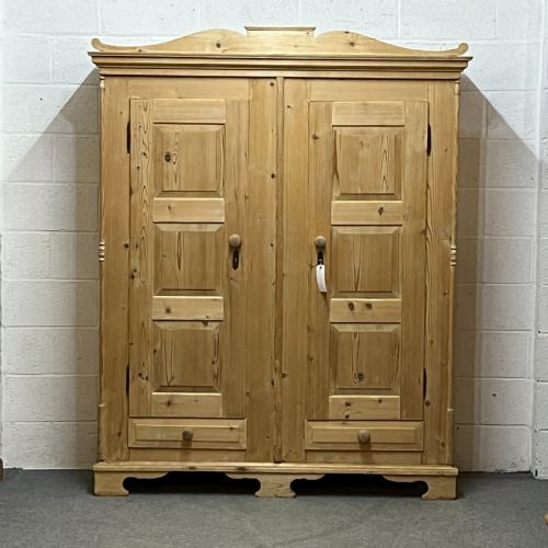 Large Antique Pine Wardrobe (Separates Into 2 Sections for Delivery)