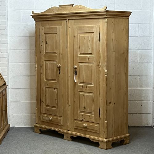 fig 1. Large Antique Pine Wardrobe (Separates Into 2 Sections For Delivery)
