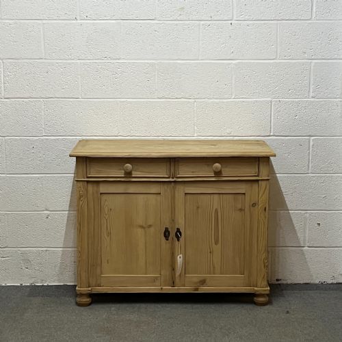 Antique Pine Cupboard with 2 Top Drawers