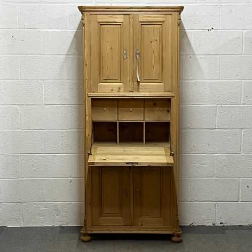 fig 1. Tall Old Pine Post Office Cupboard With Writing Slope