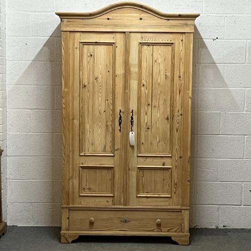 Slim Double Old Pine Wardrobe with Bottom Drawer