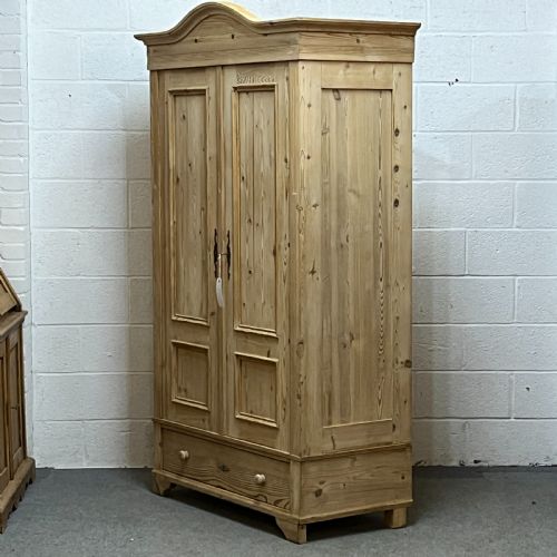 fig 2. Slim Double Old Pine Wardrobe With Bottom Drawer