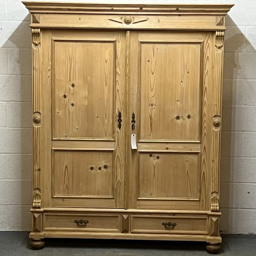 Spacious Double Old Pine Wardrobe with Lower Drawer