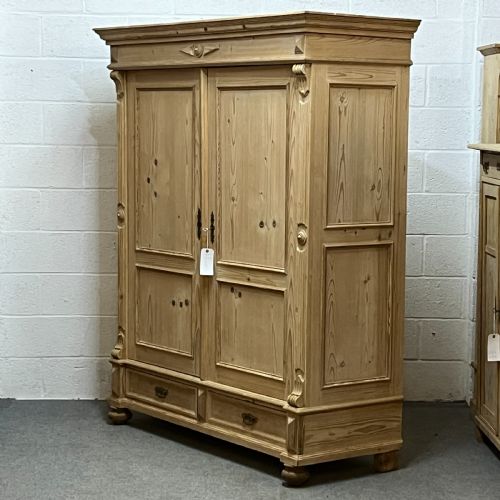 fig 1. Spacious Double Old Pine Wardrobe with Lower Drawer