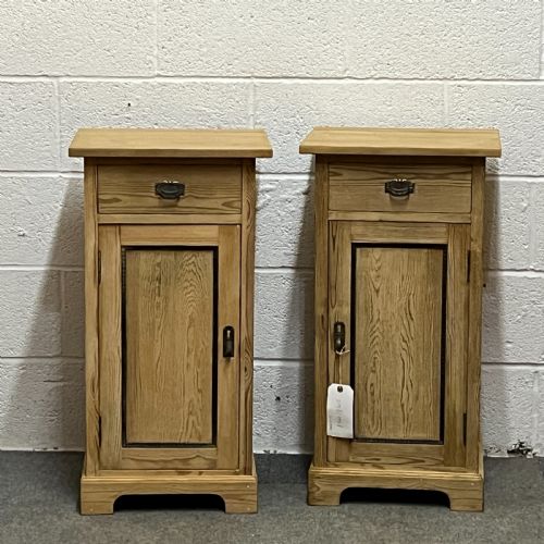 Pair of East German Antique Pine Bedside Cupboards
