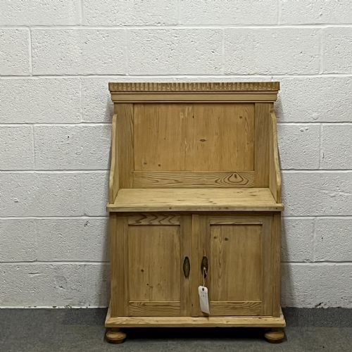 Small Antique Pine Shoe Bench Cupboard