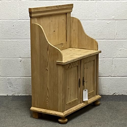 fig 1. Small Antique Pine Shoe Bench Cupboard