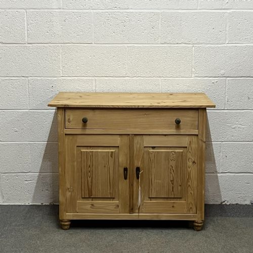 Small Antique Pine Cupboard 2 Door with Top Drawer