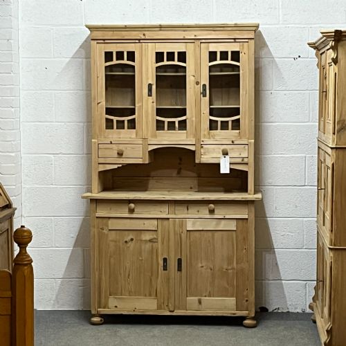 1930'S Antique Pine Partly Glazed Dresser