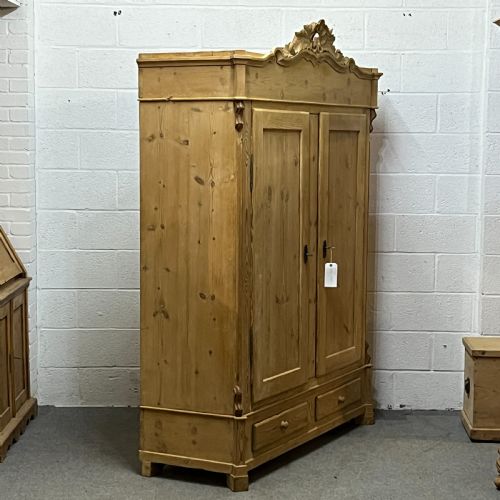 fig 2. Large Decorative Antique Pine Double Wardrobe (Dismantles)