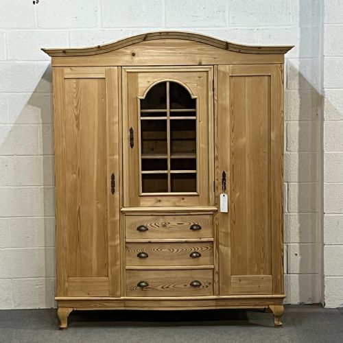 Large Antique Pine Bedroom Unit with Drawers