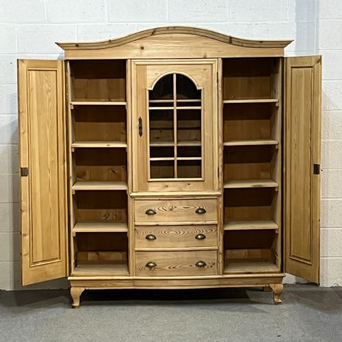 fig 1. Large Antique Pine Bedroom Unit With Drawers