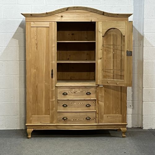 fig 2. Large Antique Pine Bedroom Unit With Drawers