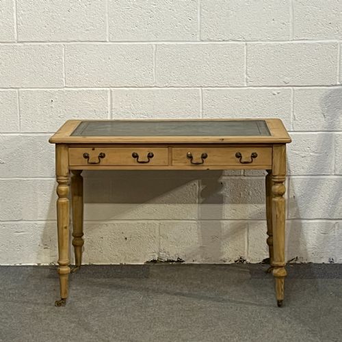 Edwardian Pine 2 Drawer Writing Table with Leather Insert