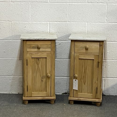 Pair of 1930’S Marble Top Bedside Cupboards