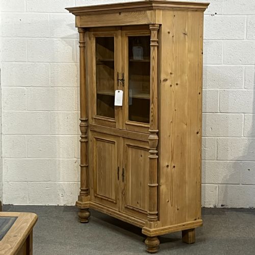 fig 1. Large Tall Partly Glazed Antique Pine Display Cabinet