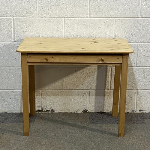 Small Straight Leg Antique Pine Writing Table with Drawer
