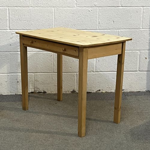 fig 1. Small Straight Leg Antique Pine Writing Table With Drawer